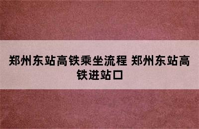 郑州东站高铁乘坐流程 郑州东站高铁进站口